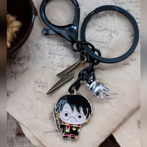 Black Keychain with Character Charm